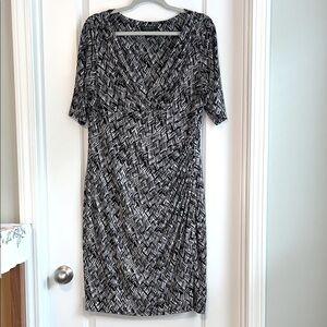 Lauren Ralph Lauren Geometric Black and White Midi Dress